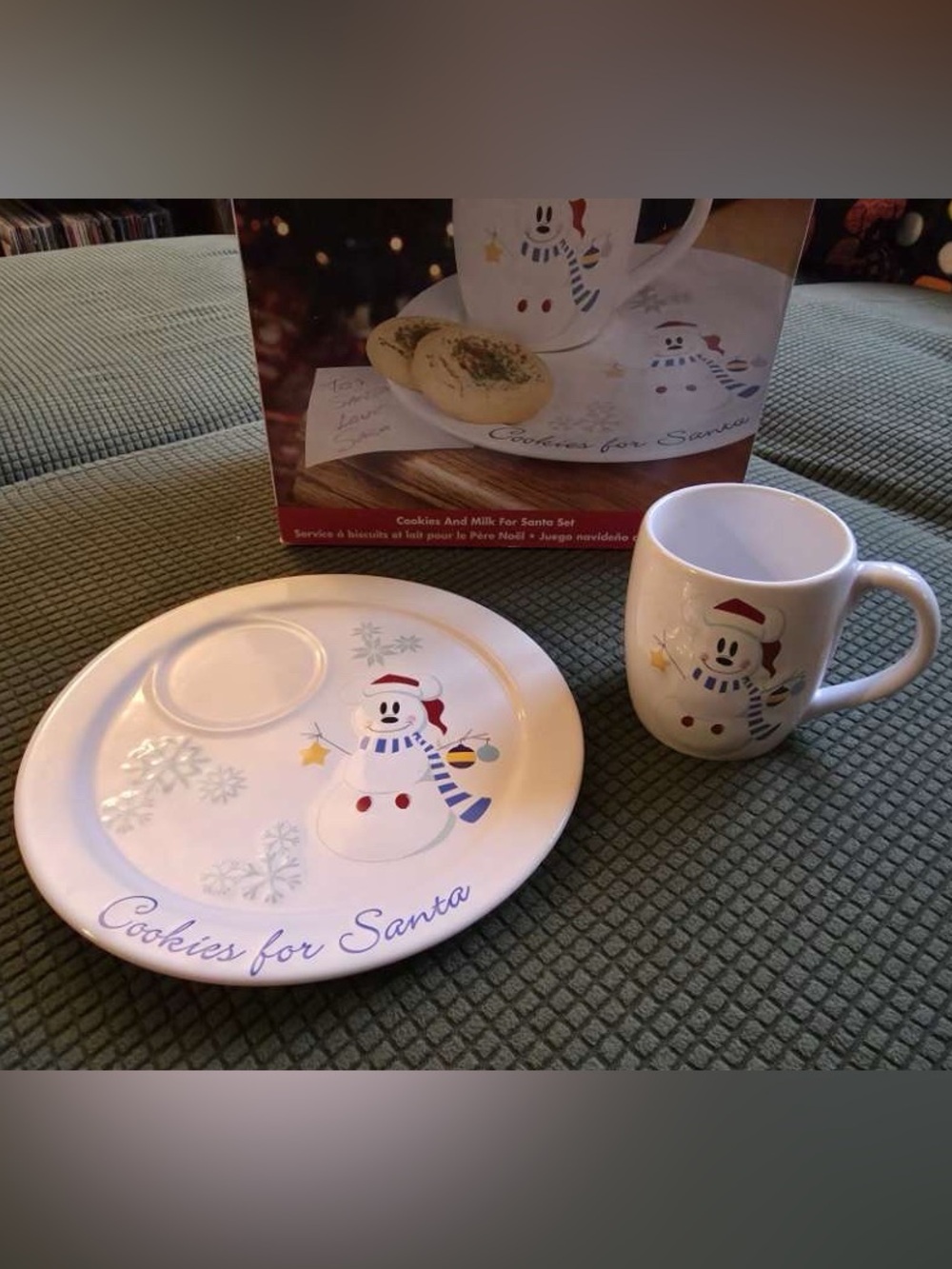 Disney Snowman Cookies and Milk Plate and Mug Set